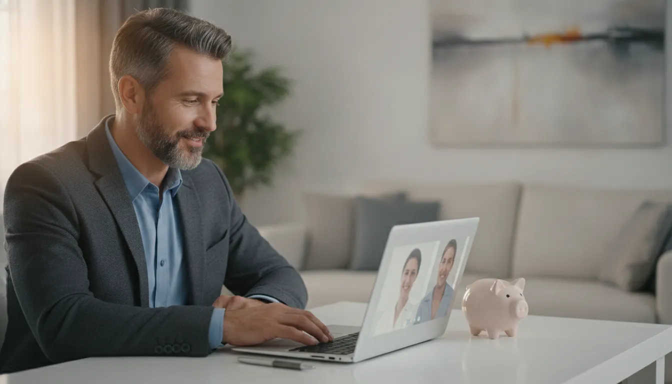 Médico em videochamada sobre crédito com imóvel para médicos, buscando soluções financeiras inteligentes.