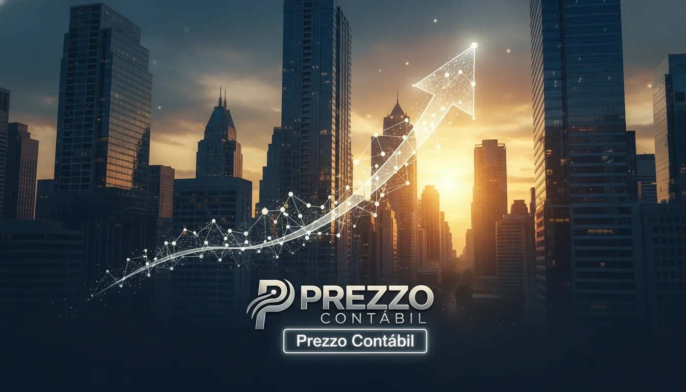 Gráfico de crescimento financeiro com a marca Prezzo Contábil, representando soluções em Contabilidade para Empresas de Tecnologia e desenvolvimento.