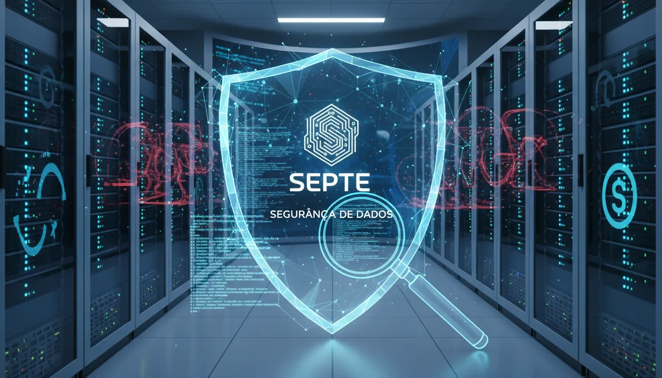 Infraestrutura de data center com proteção digital ativa, representando defesas contra ataques de phishing corporativo.