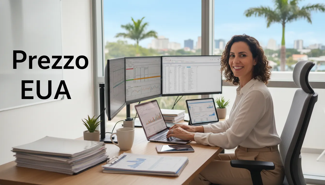 Empreendedor brasileiro gerenciando suas finanças remotamente em um escritório moderno, ilustrando o sucesso ao conseguir vagas home office.