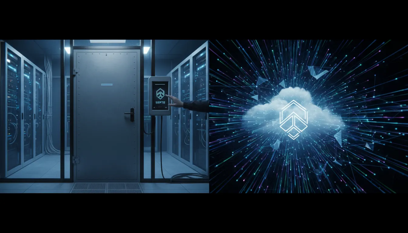 Comparativo visual entre infraestrutura on premises e solução em nuvem para armazenamento de dados empresariais.