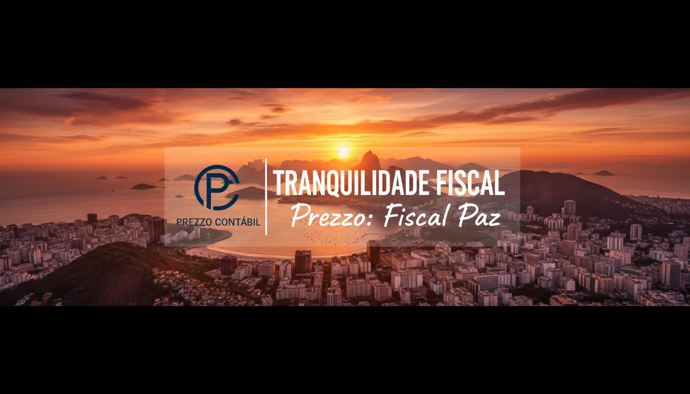 Vista panorâmica do Rio de Janeiro com o Pão de Açúcar ao fundo e o logo da Prezzo Contábil, representando tranquilidade fiscal, um diferencial de um bom Escritório de Contabilidade no Rio de Janeiro.