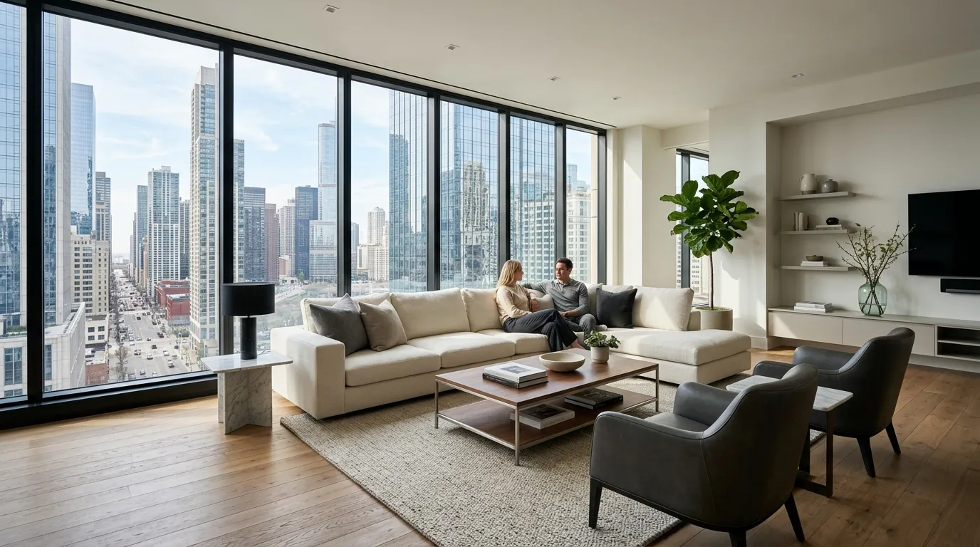Interior moderno mostrando qualidade construtiva para saber se imóvel é um bom investimento residencial.