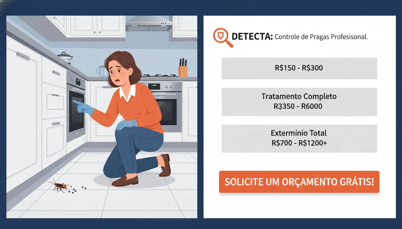 Qual o valor ou custo aproximado de uma Dedetização contra baratas? Preocupado com baratas? Obtenha uma estimativa gratuita de dedetização com a Detecta.