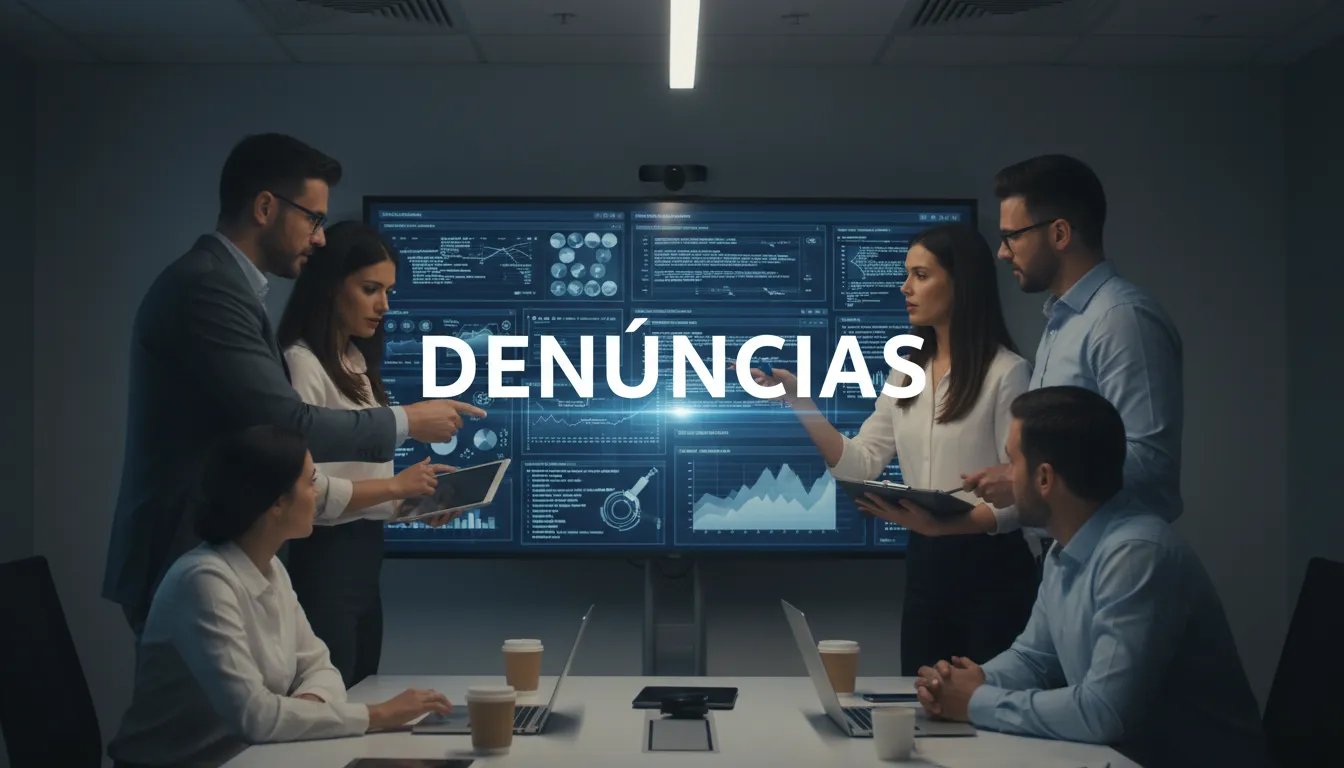Equipe de investigadores analisando dados em uma sala de conferência, retratando uma investigação digital forense durante uma investigação interna.