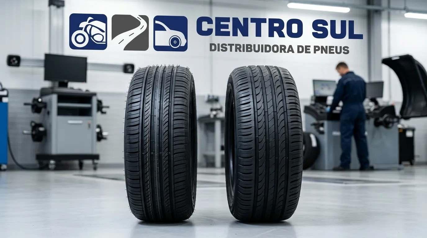 Pneu novo e remold para substituir pneu murcho na oficina.