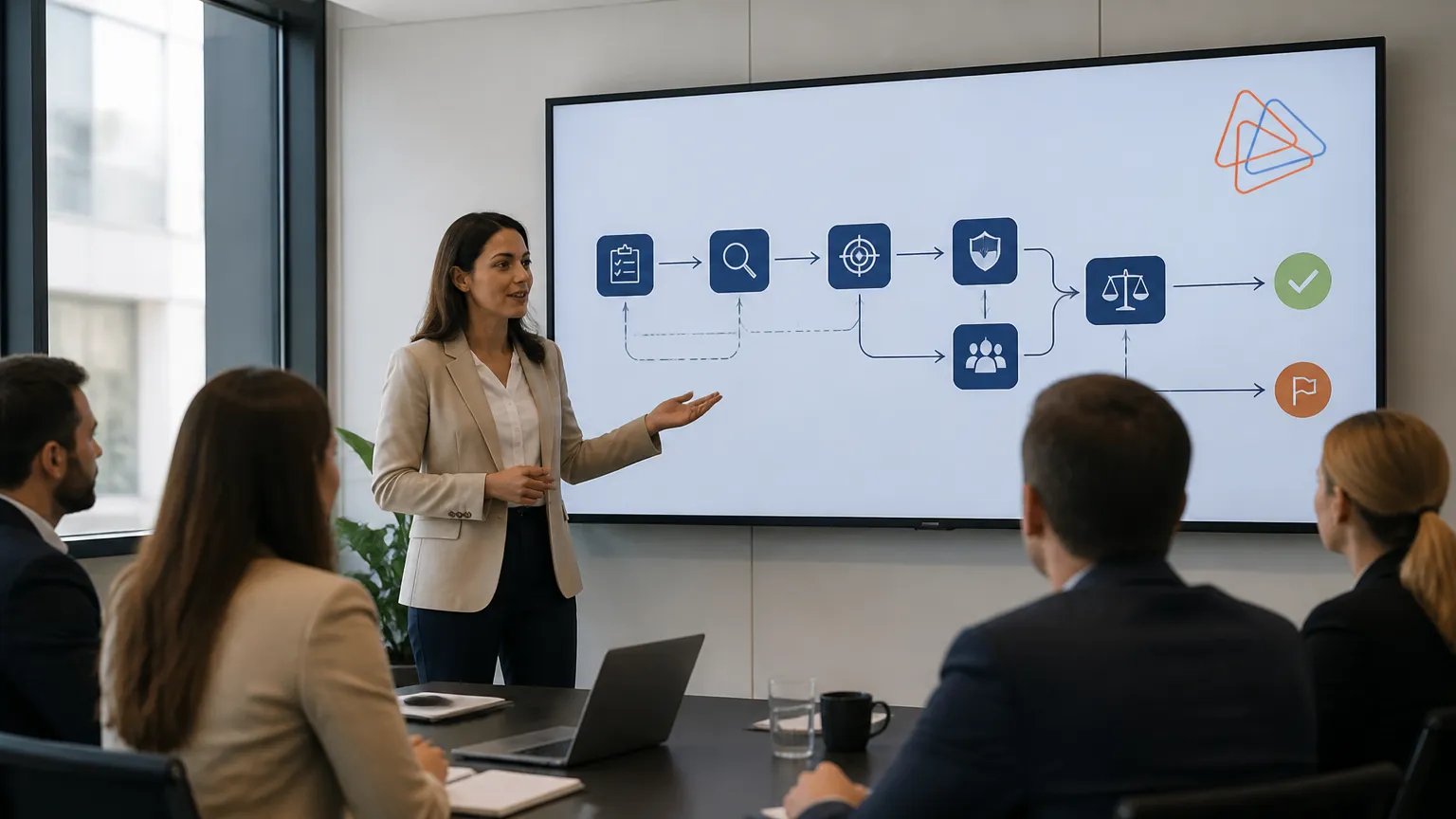 Treinamento corporativo sobre implementação da política de uso de inteligência artificial e mitigação de riscos.