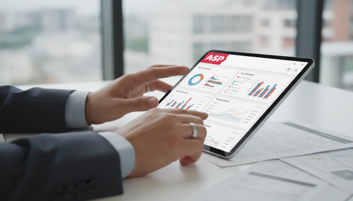 Mãos organizando finanças com software, simplificando a complexidade fiscal após entender quanto custa abrir um CNPJ.