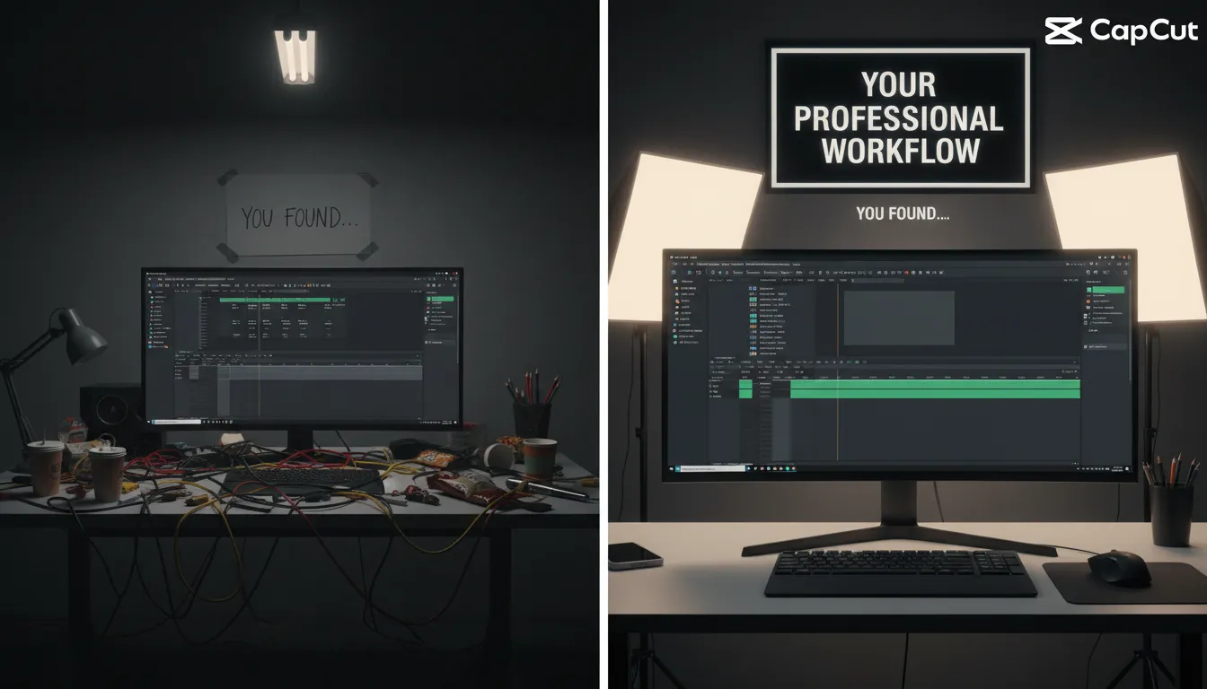 Comparativo visual do CapCut: edição de vídeo amadora vs profissional, destacando a importância de um bom software.