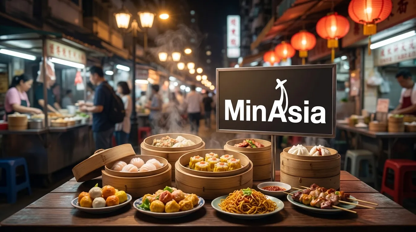 Pratos tipicos de dim sum em mercado tradicional de hong kong