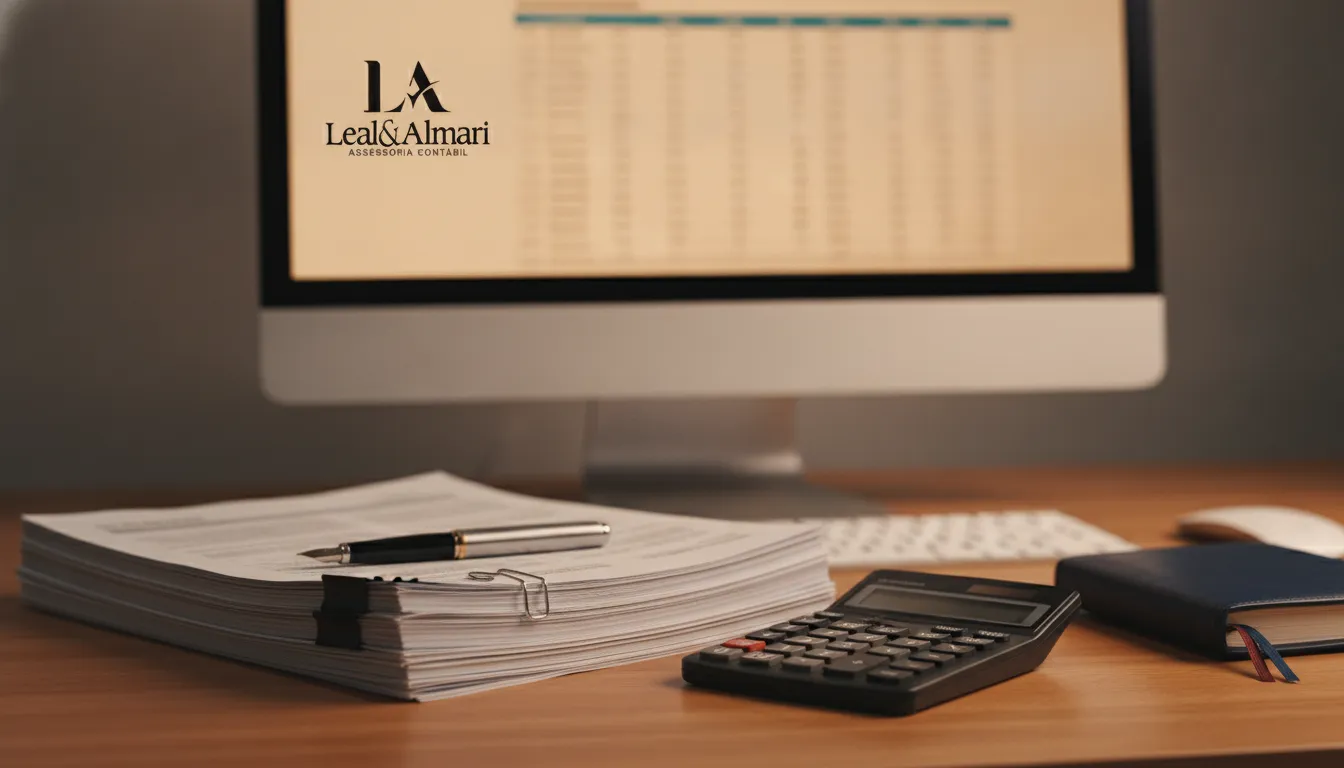 Documentos financeiros e calculadora simbolizam a organização do planejamento tributário para pequenas empresas.