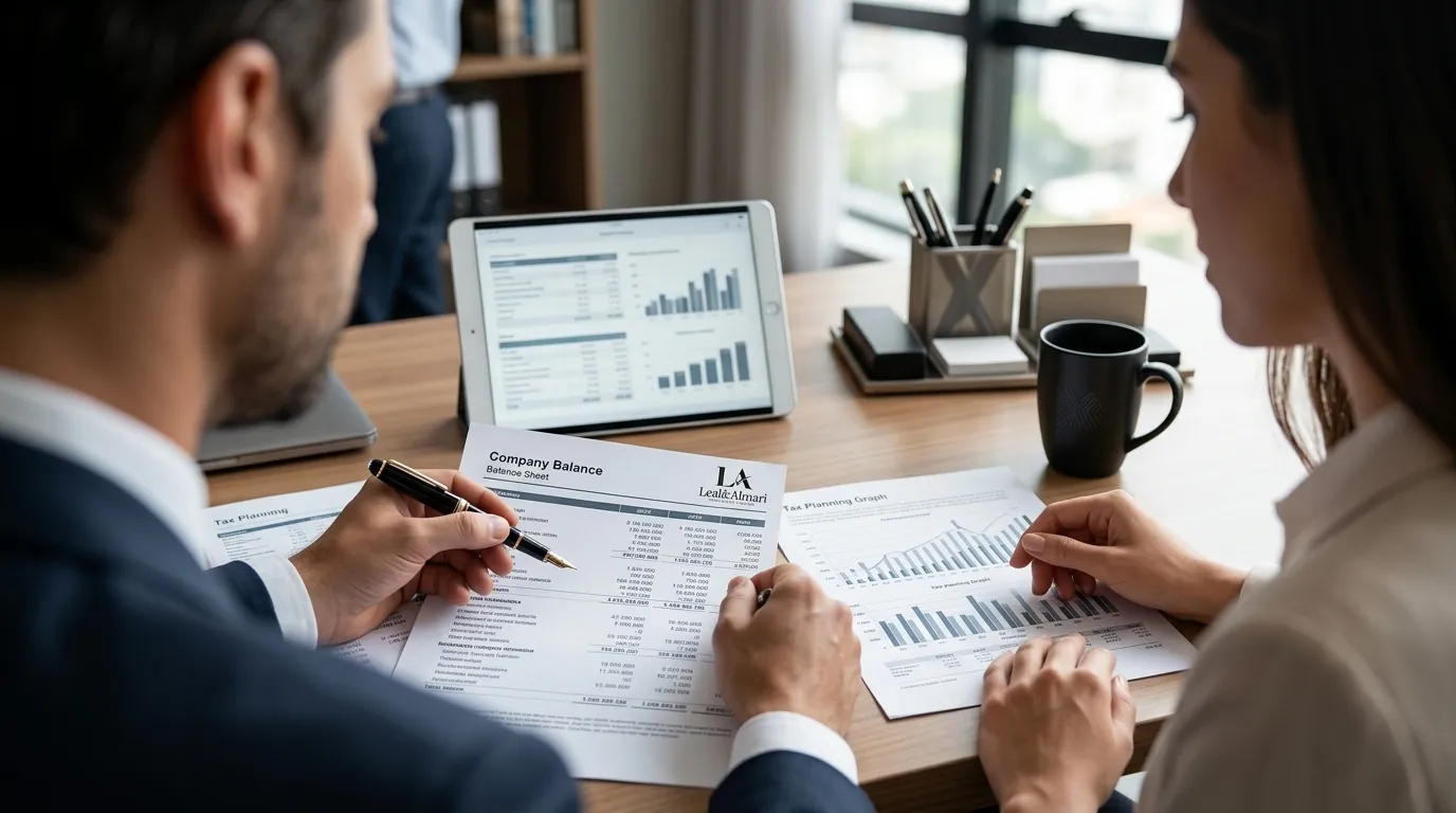 Planejamento financeiro empresarial durante consultoria com serviço contábil qualificado.