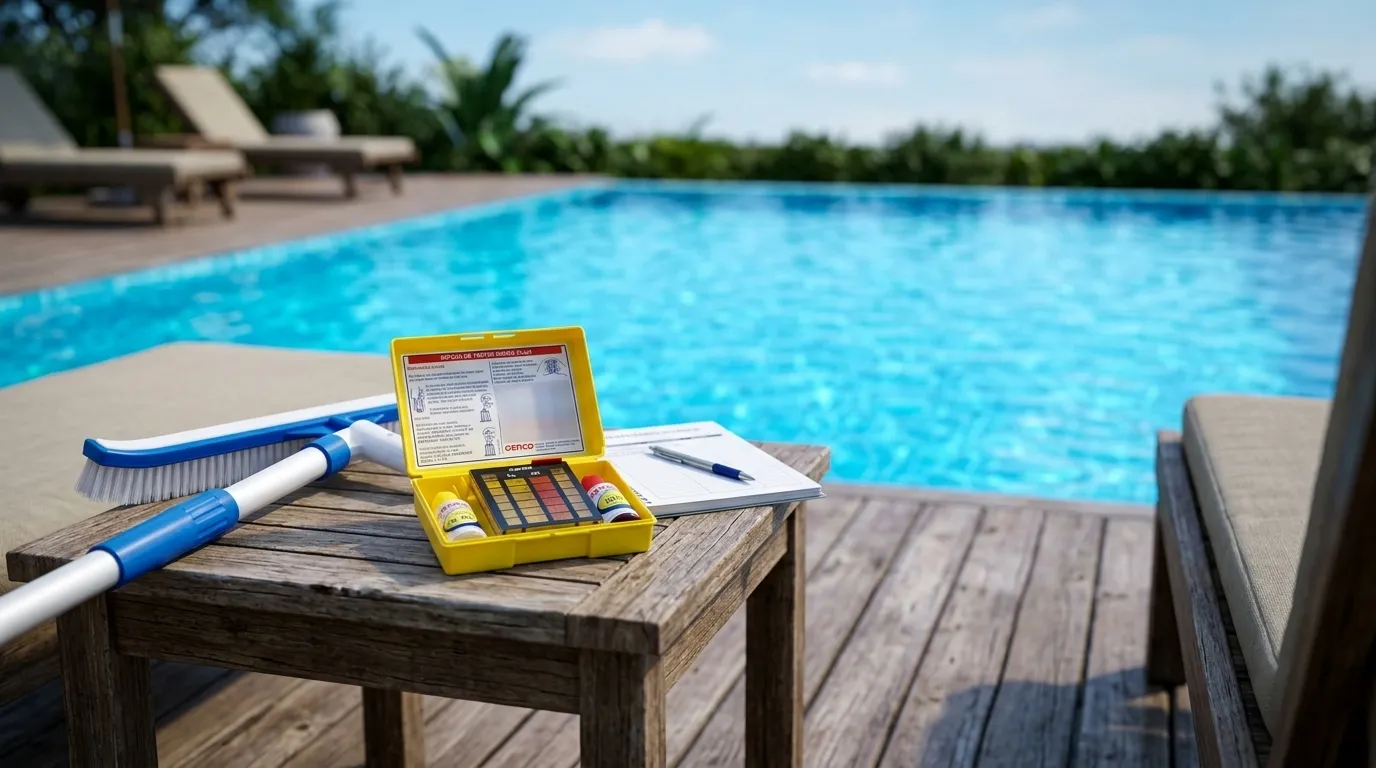 Manutenção periódica para equilibrar o pH da piscina residencial com eficiência.