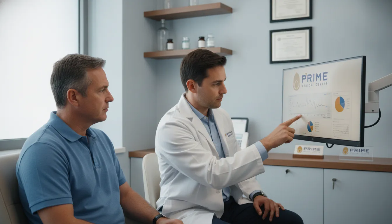 Médico explica resultados de espermograma ao paciente. Saiba como entender o resultado do exame.