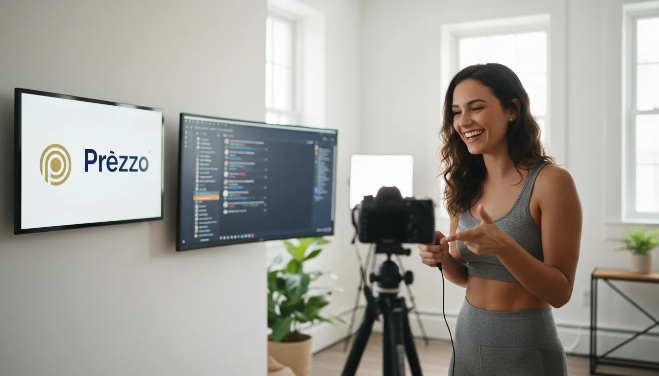 Influenciadora digital criando conteúdo com tranquilidade, após organizar sua contabilidade para influenciadores com a Prezzo.