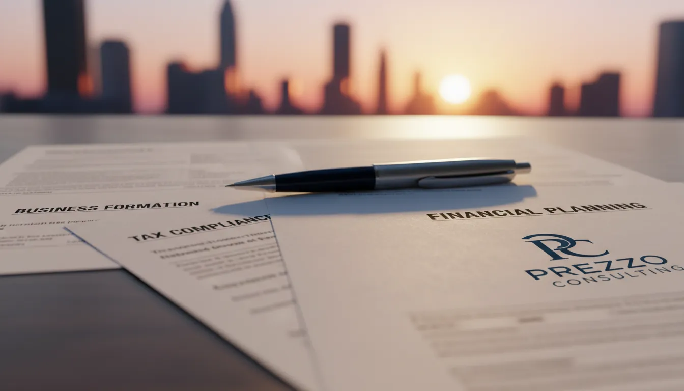 Documentos financieros clave para la apertura de empresa en Florida, mostrando planificación y cumplimiento tributario.