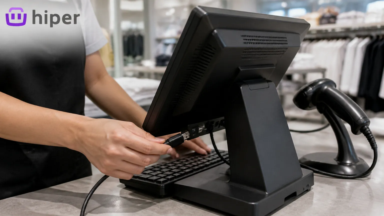 Configuração de leitor de código de barras conectado ao sistema de PDV.