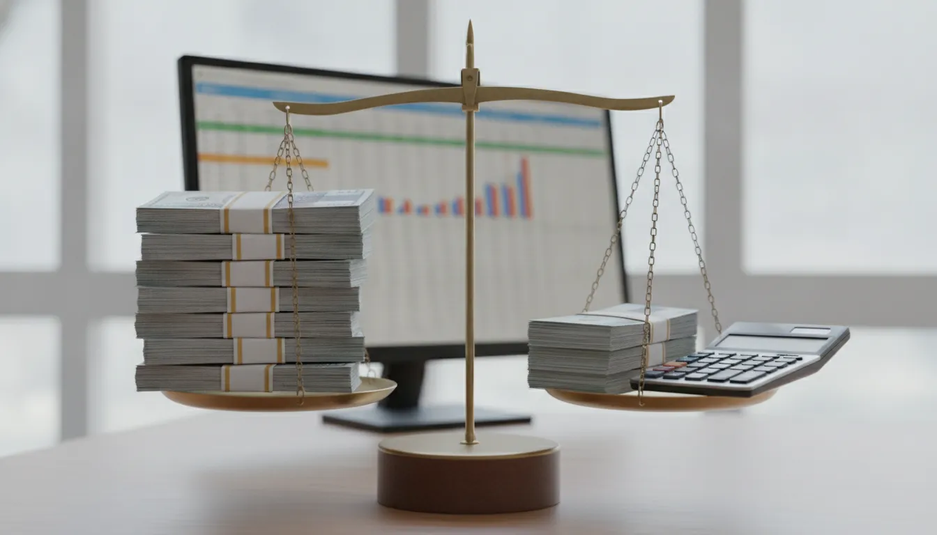 Balança simboliza economia fiscal com s corp election para llc brasileiros, otimizando finanças. Prezzo Consulting.