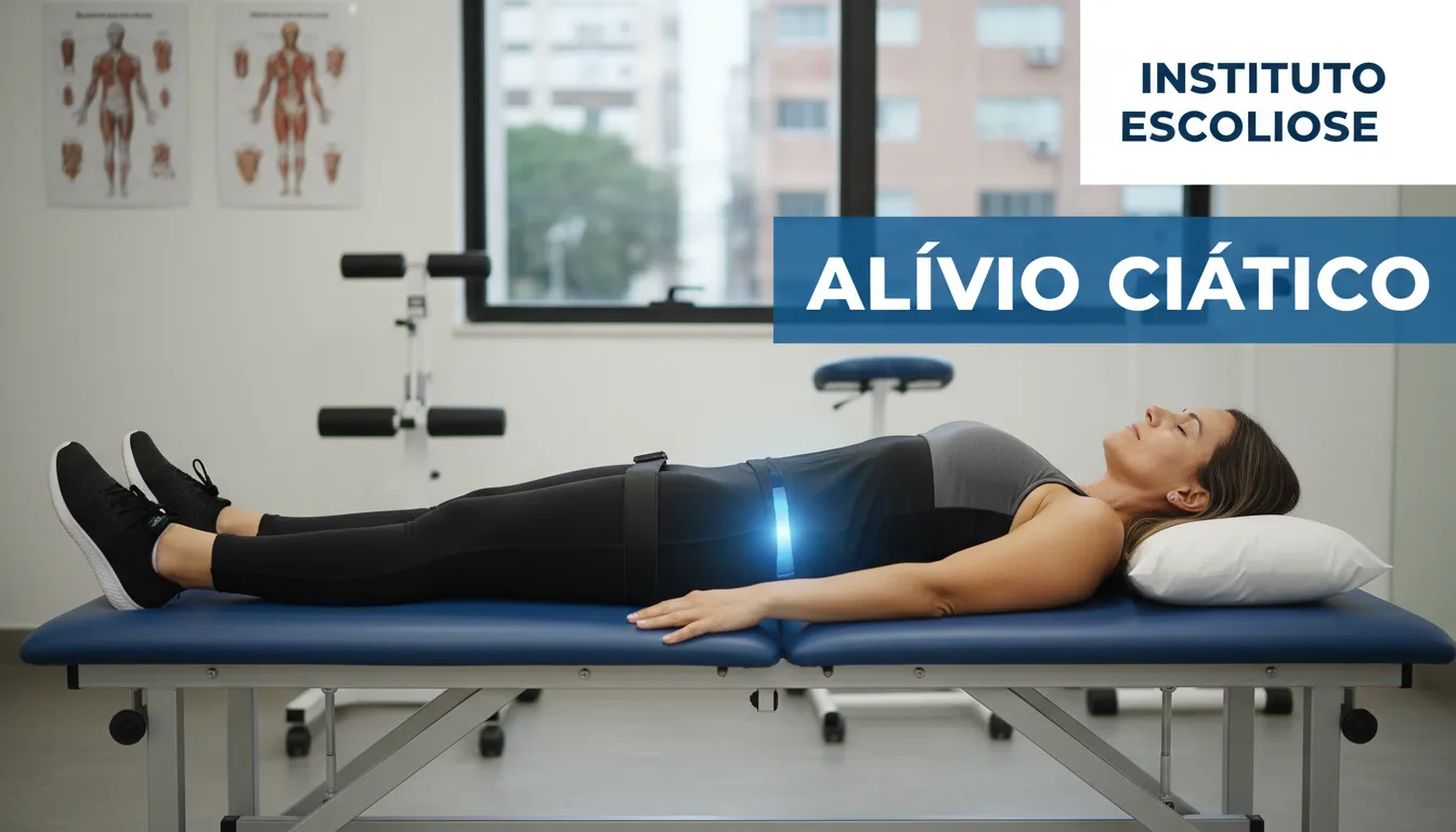 Pessoa fazendo exercício de descompressão para aliviar a dor do nervo ciático inflamado o que fazer. Imagem do Instituto Escoliose.