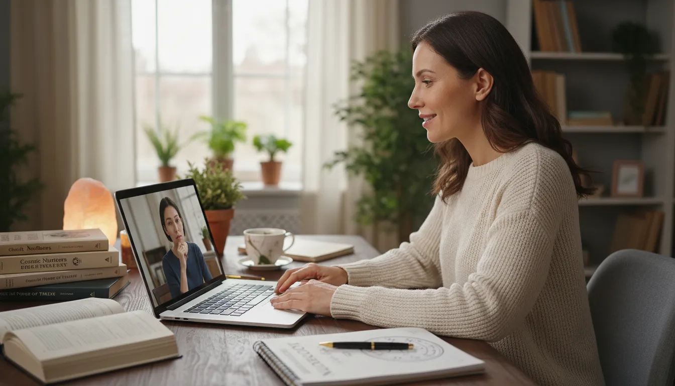 Terapeuta online ajudando pessoa em consulta numerológica personalizada