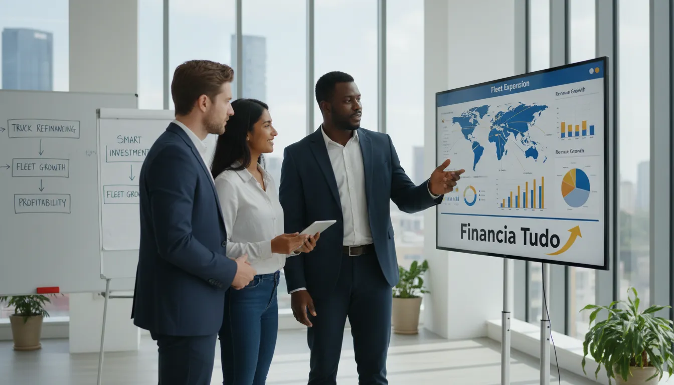 Empresário planeja expansão de frota de caminhões, alavancando uma estratégica taxa de refinanciamento caminhão.