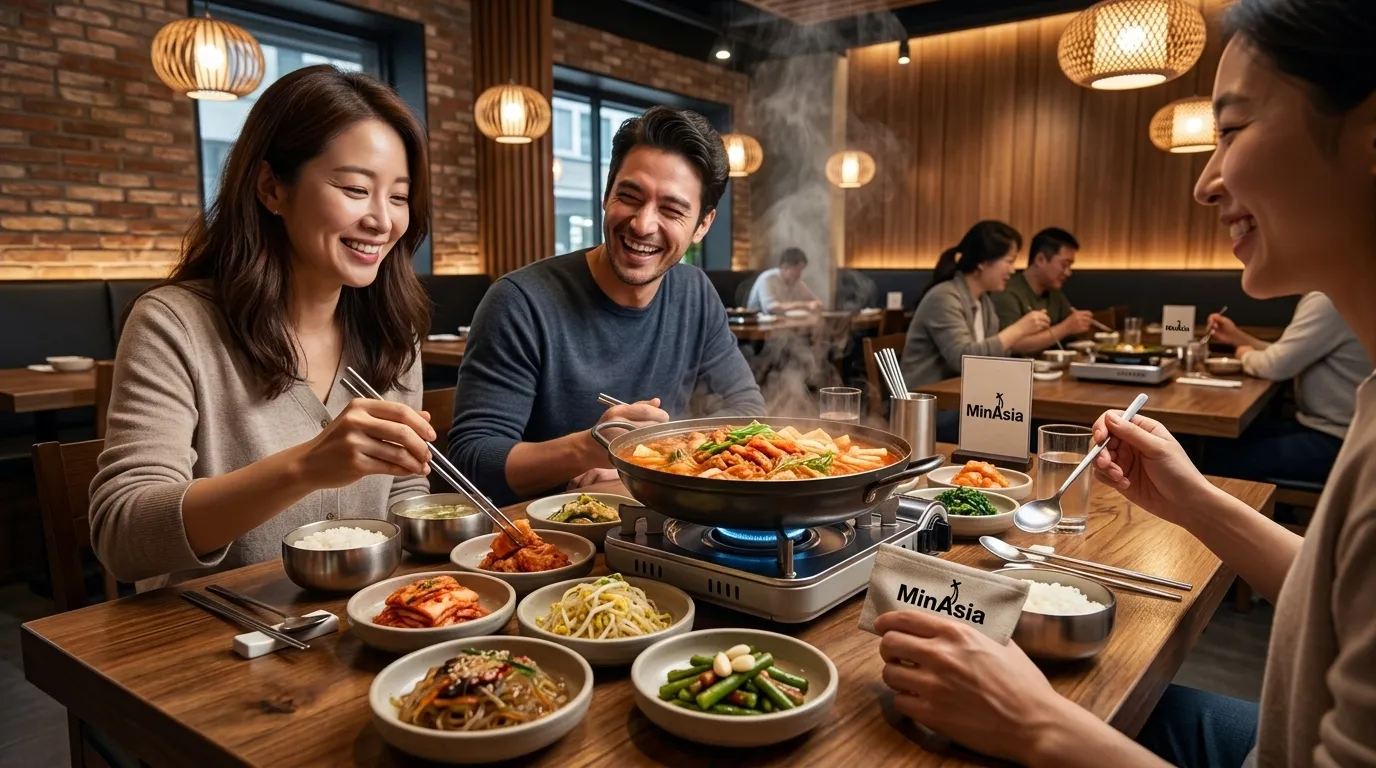 Experiência gastronômica típica inclusa no pacote Coreia do Sul para viajantes MinÁsia.