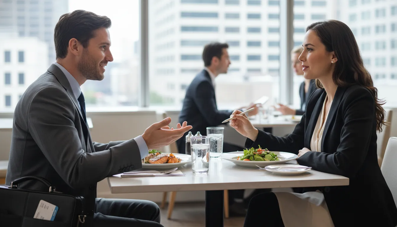 Professional in business meeting, showing what can deduct business expenses US, including travel and meals.