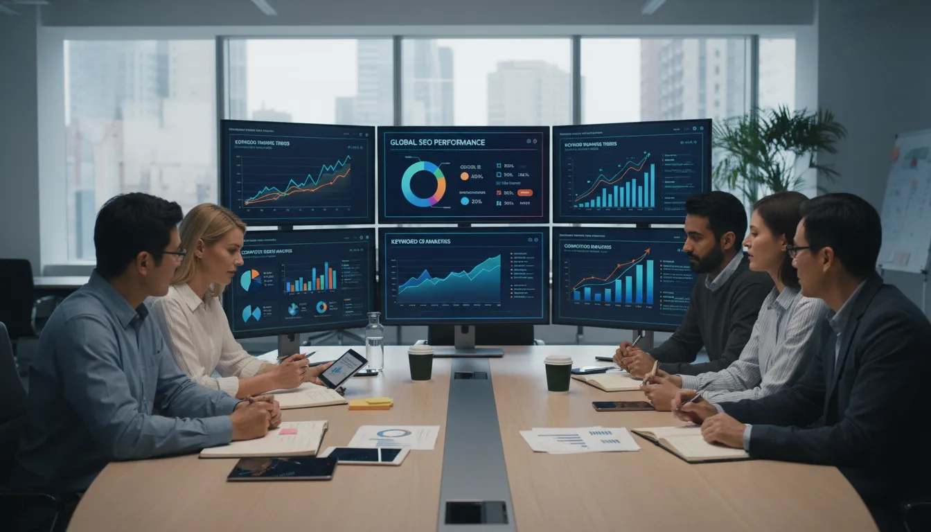 Velocidade de Site em 2026: Core Web Vitals Atualizado 2 Time colaborando em estratégias de performance digital e SEO usando dados em tempo real