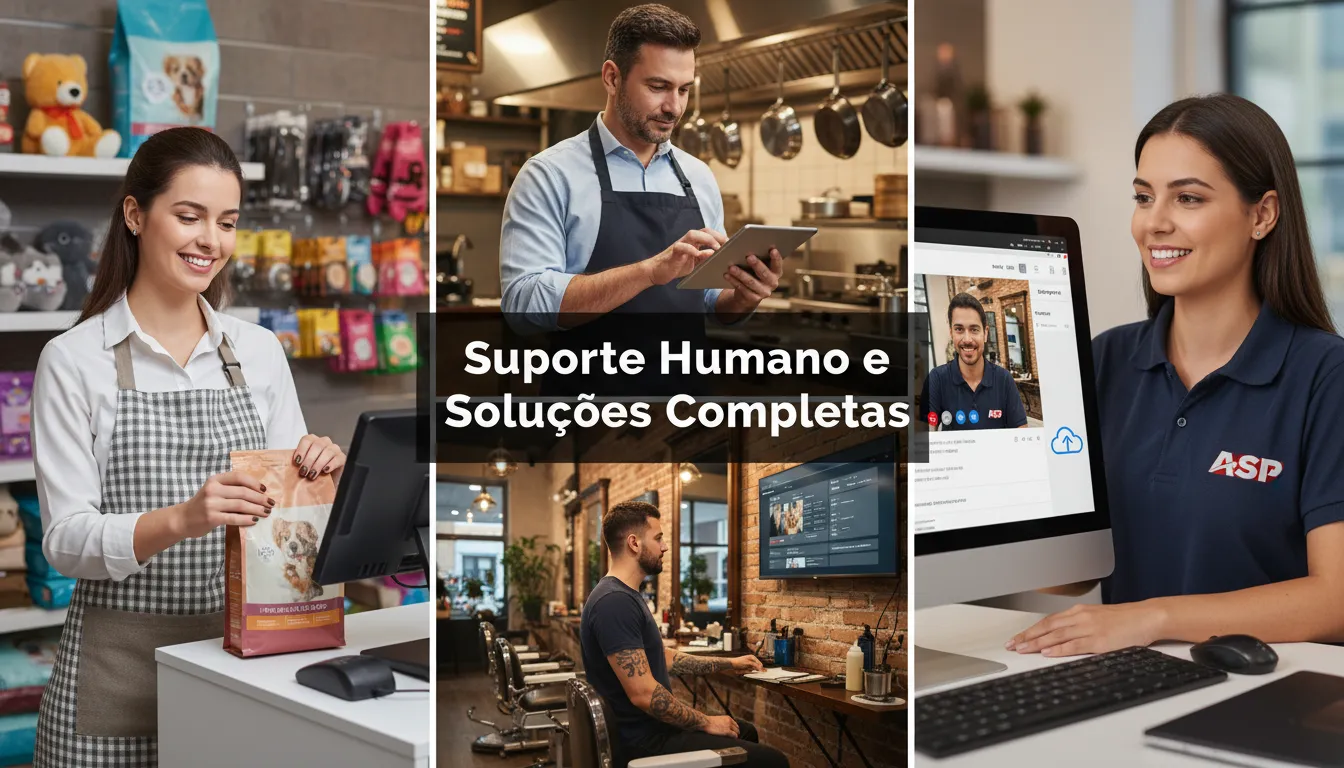Diversos negócios beneficiados por um suporte humano e soluções completas, mostrando na prática o que é sistema de automação comercial.