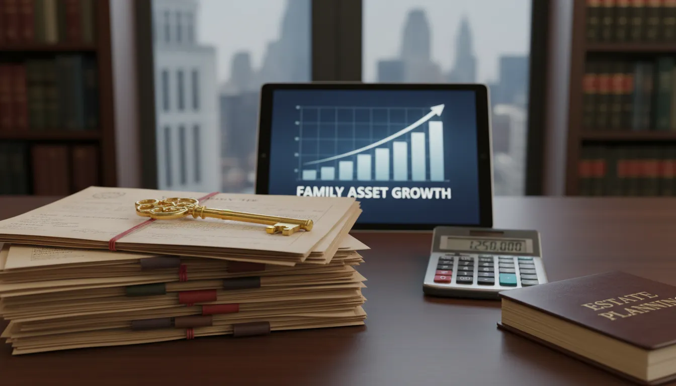 Gestão do patrimônio familiar com bens, documentos, gráficos e ferramenta de cálculo