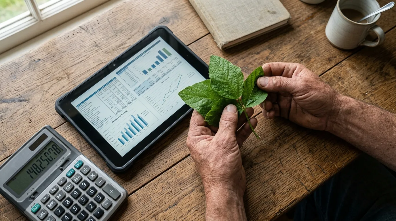 Gestão fiscal e créditos presumidos reforma tributária para produtor rural com relatórios no campo.
