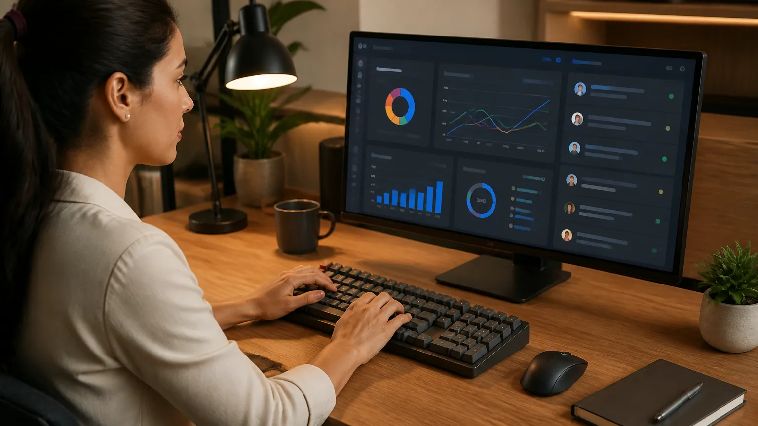 Profissional organizando fluxos digitais para melhorar atendimento ao cliente via computador corporativo.