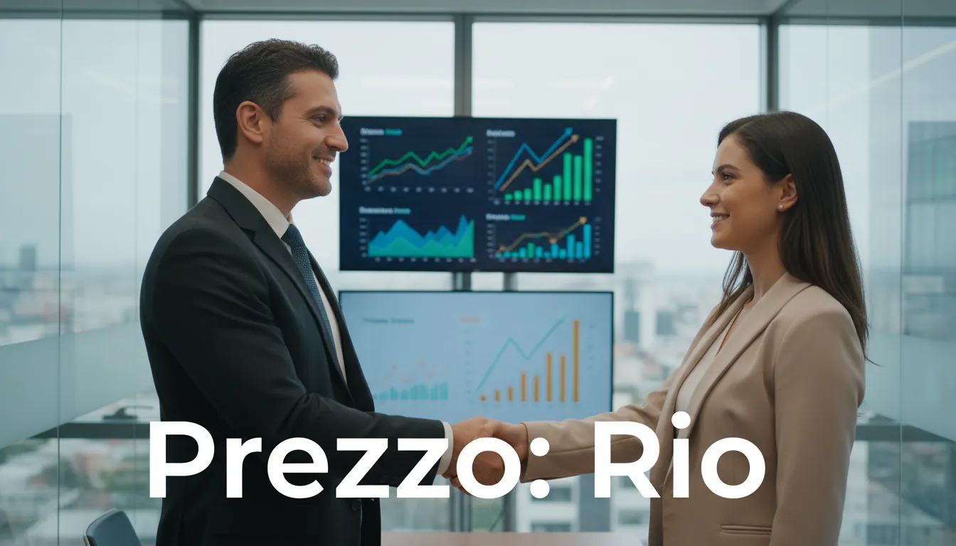 Um consultor financeiro da Prezzo Contábil apertando a mão de um novo empreendedor em um escritório moderno, representando a parceria para abrir empresa no Rio de Janeiro com sucesso.
