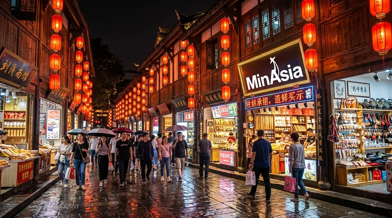 Rua antiga de jinli iluminada em chengdu a noite