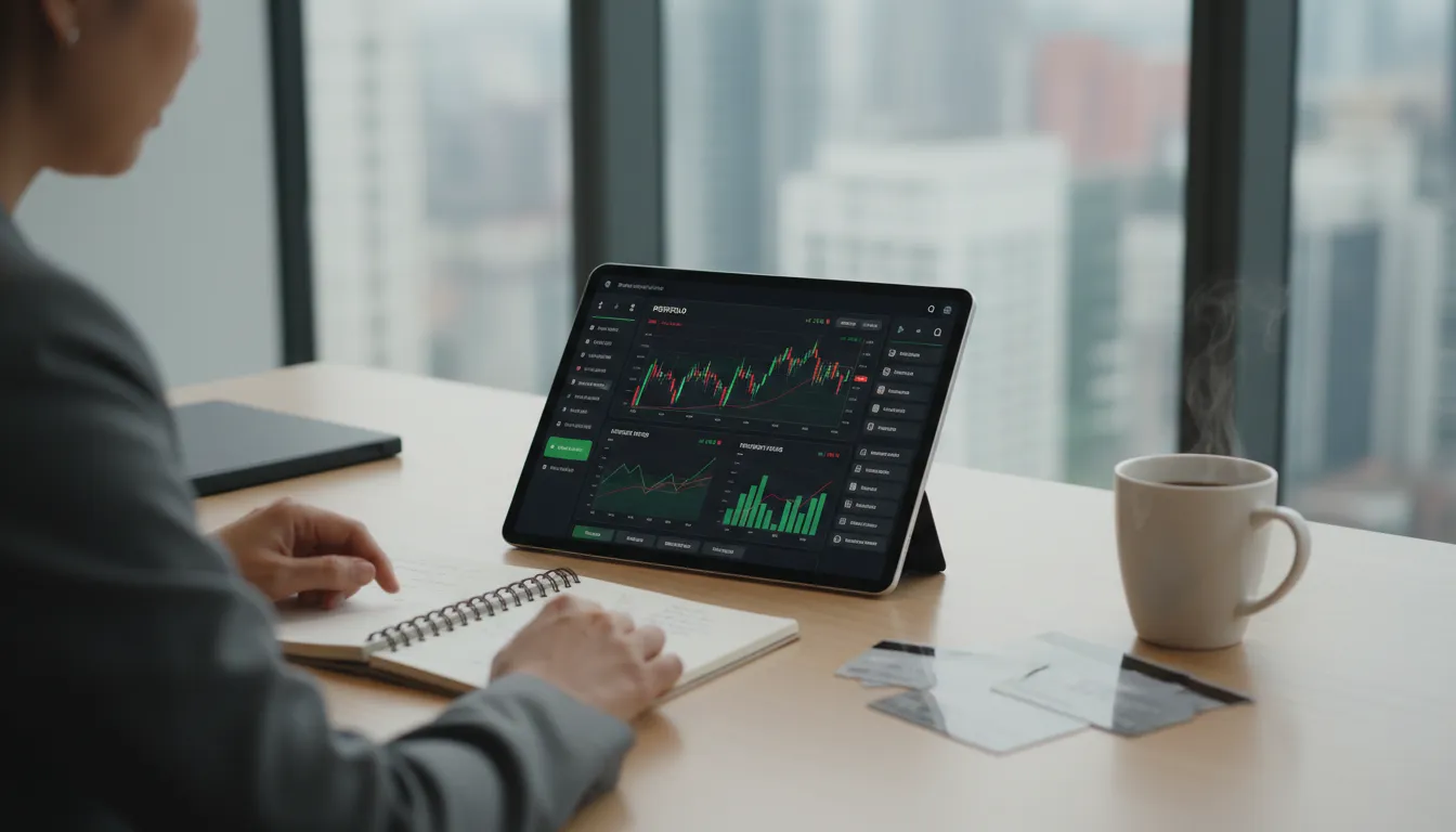 Profissional gerenciando renda extra através de investimentos digitais