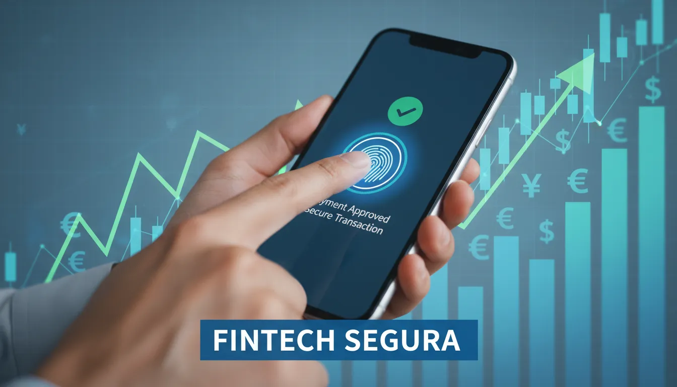 Um pagamento móvel seguro em primeiro plano, destacando a segurança e as vantagens das fintechs, com soluções da Financia Tudo.