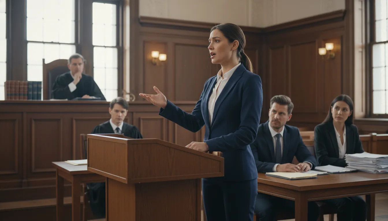 Advogado argumenta apaixonadamente em um tribunal sobre a cobertura de plano de saúde, defendendo os direitos de seu cliente.