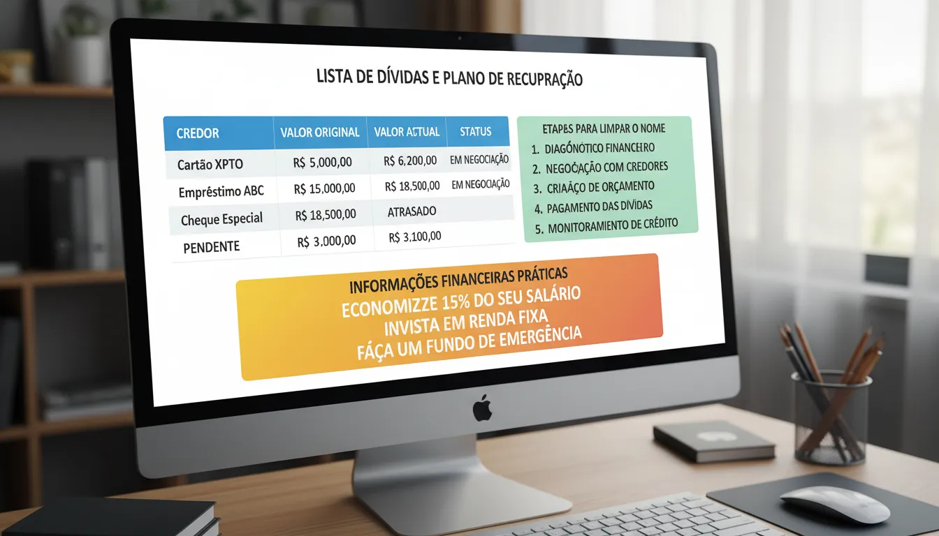 Tabela com etapas práticas para limpar o nome exibida em notebook