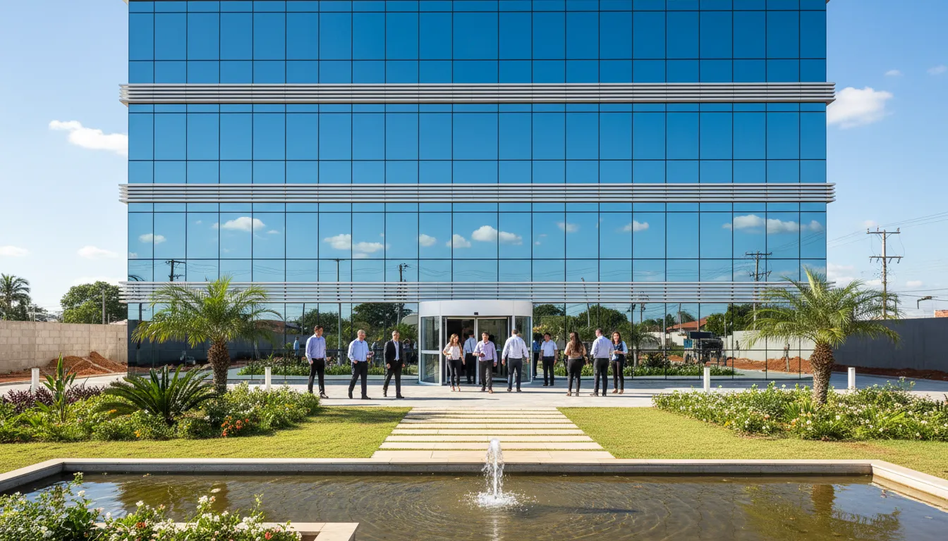 Modern office building in Araripina, Brazil representing vagas disponíveis petrolina salgueiro within thriving businesses.
