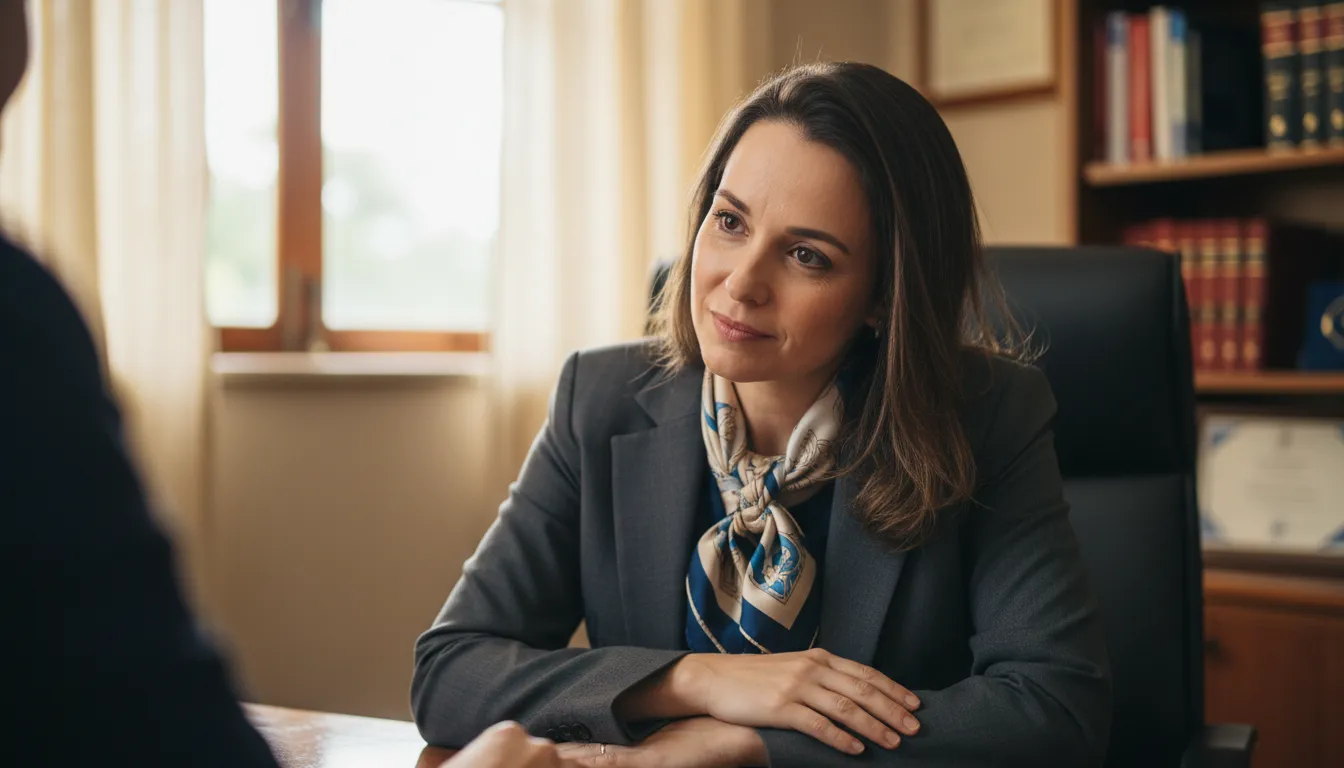 Retrato de um advogado em Juazeiro da Dias Ribeiro Advocacia, ouvindo atentamente um cliente, transmitindo profissionalismo e empatia.