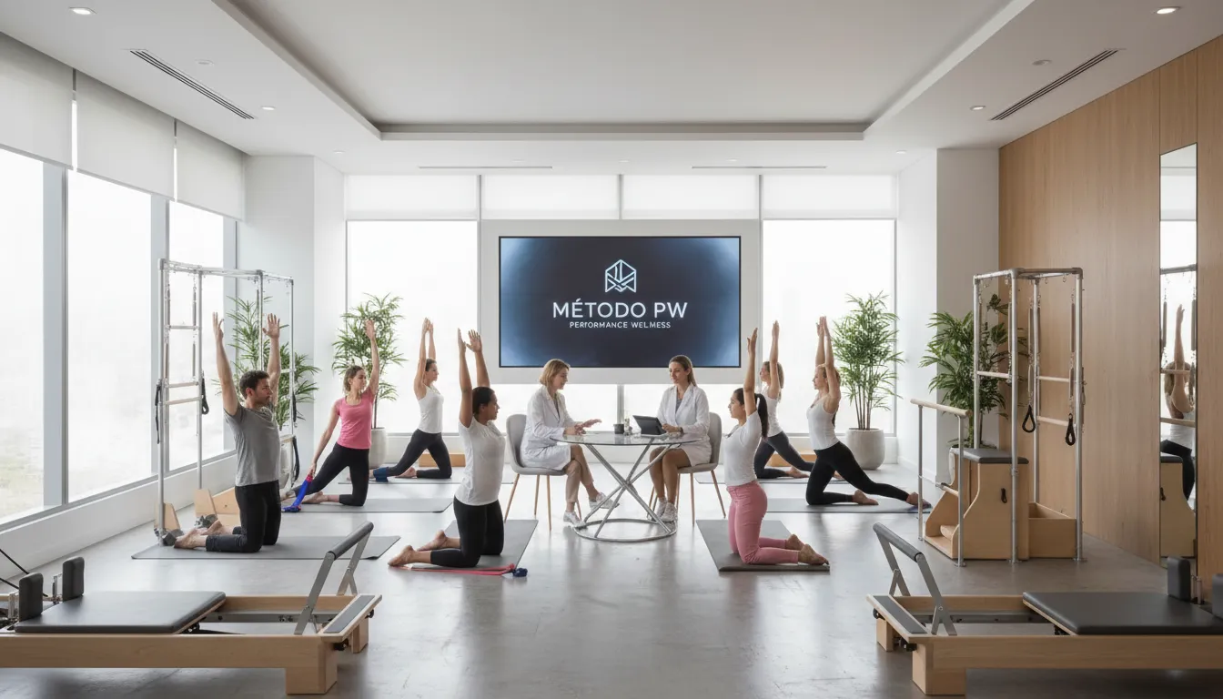 Clínica de wellness moderna com o Método PW, ilustrando o posicionamento premium necessário para vender infoprodutos 2026 e atrair clientes de alto valor.