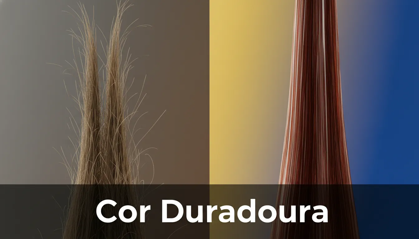 Comparativo de cabelo seco e sem vida versus cabelo hidratado e brilhante, ilustrando a importância de cuidados para manter a cor e aprender como cuidar do cabelo tingido.