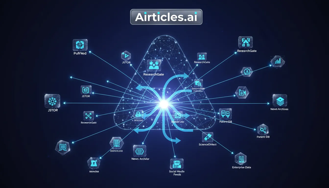 Representação de uma rede complexa de bancos de dados, exemplificando 'What is Query' e sua ramificação em buscas de IA.
