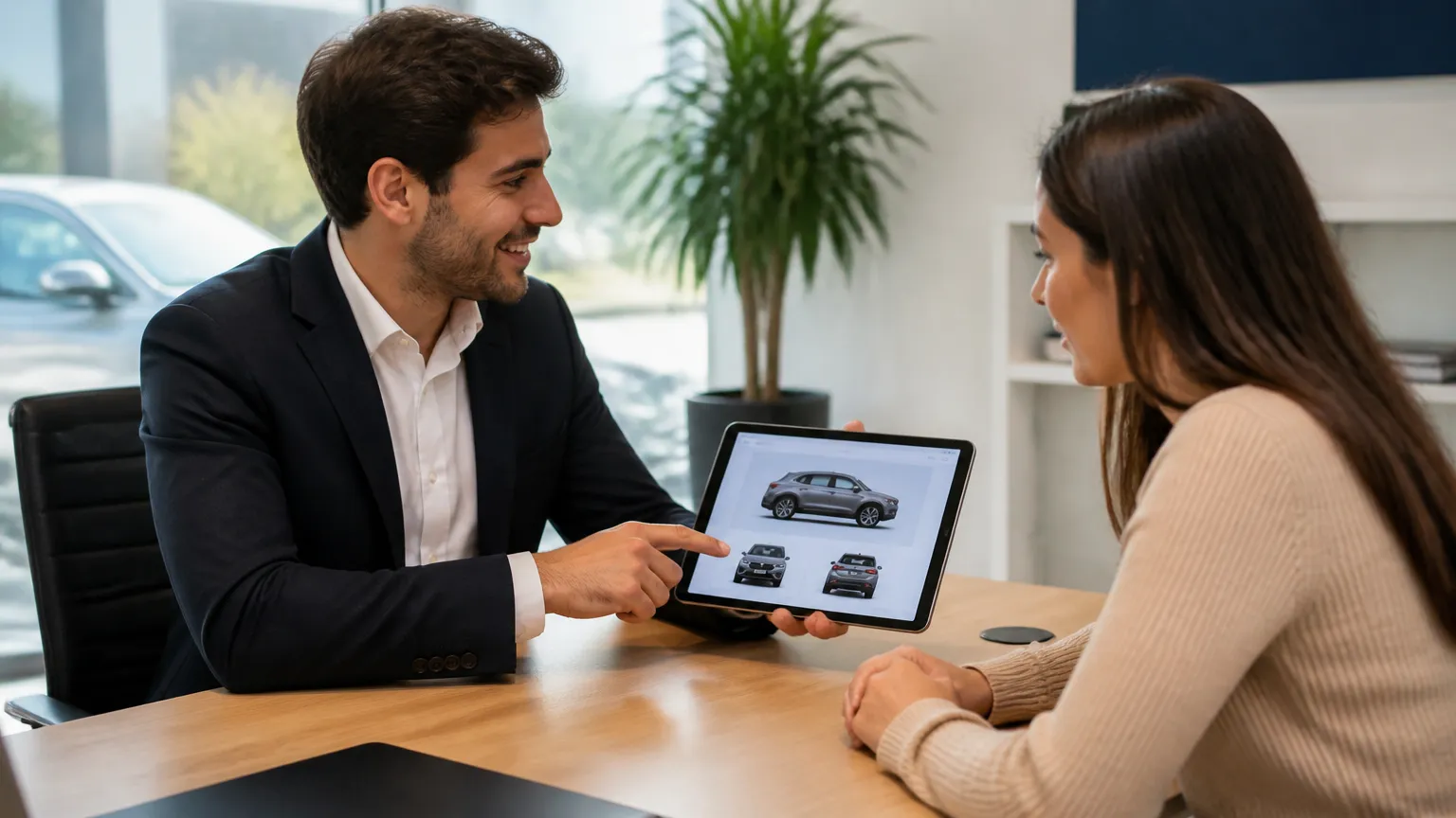 Consultoria financeira explicando como calcular desvalorização de carro ao cliente