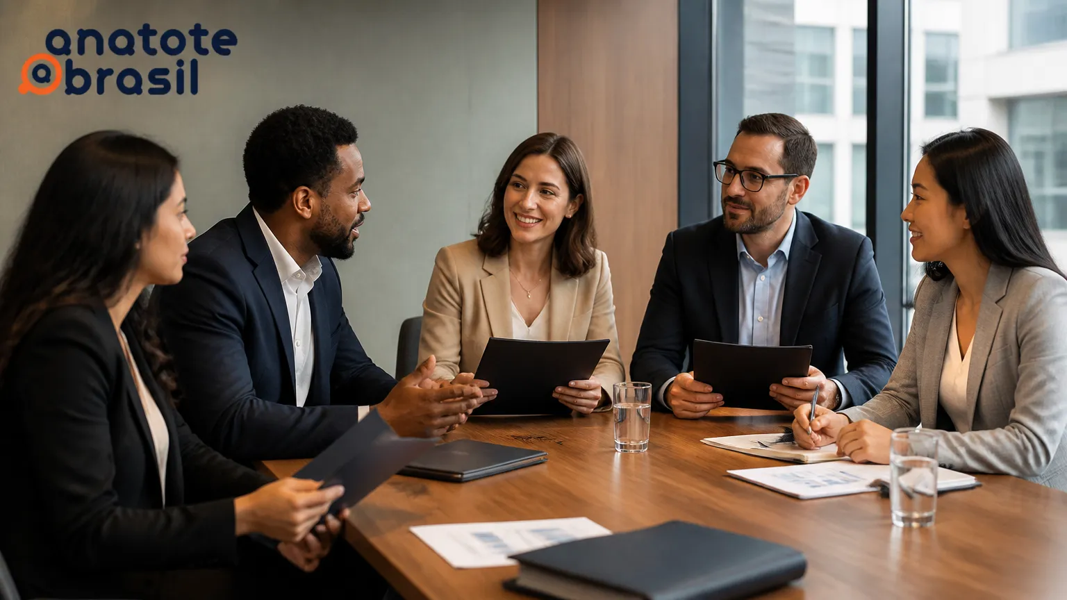 Equipe de representantes comerciais analisando oportunidades de consórcio Itaú.
