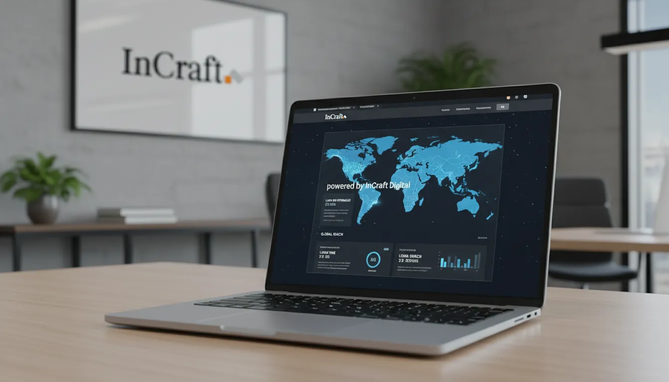 Mapa global destacando projetos de criação de site SP da InCraft Digital em mais de 120 países, mostrando alcance global.