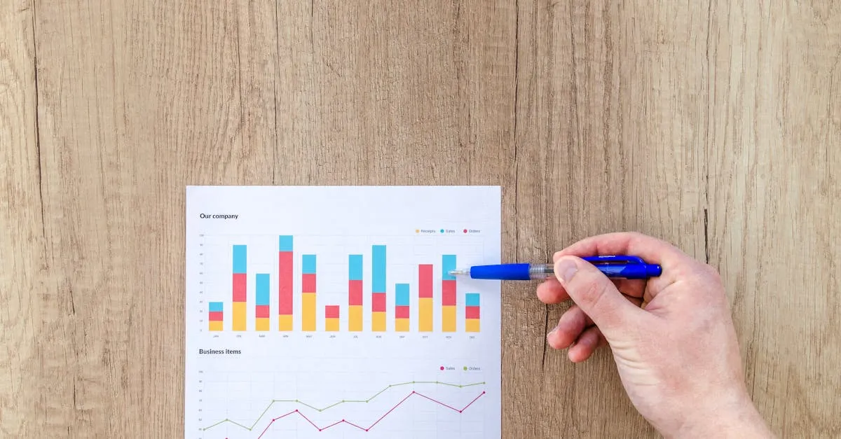 Mão apontando para um gráfico de crescimento de leads. Quais ferramentas de automação de marketing digital são recomendadas para iniciantes?