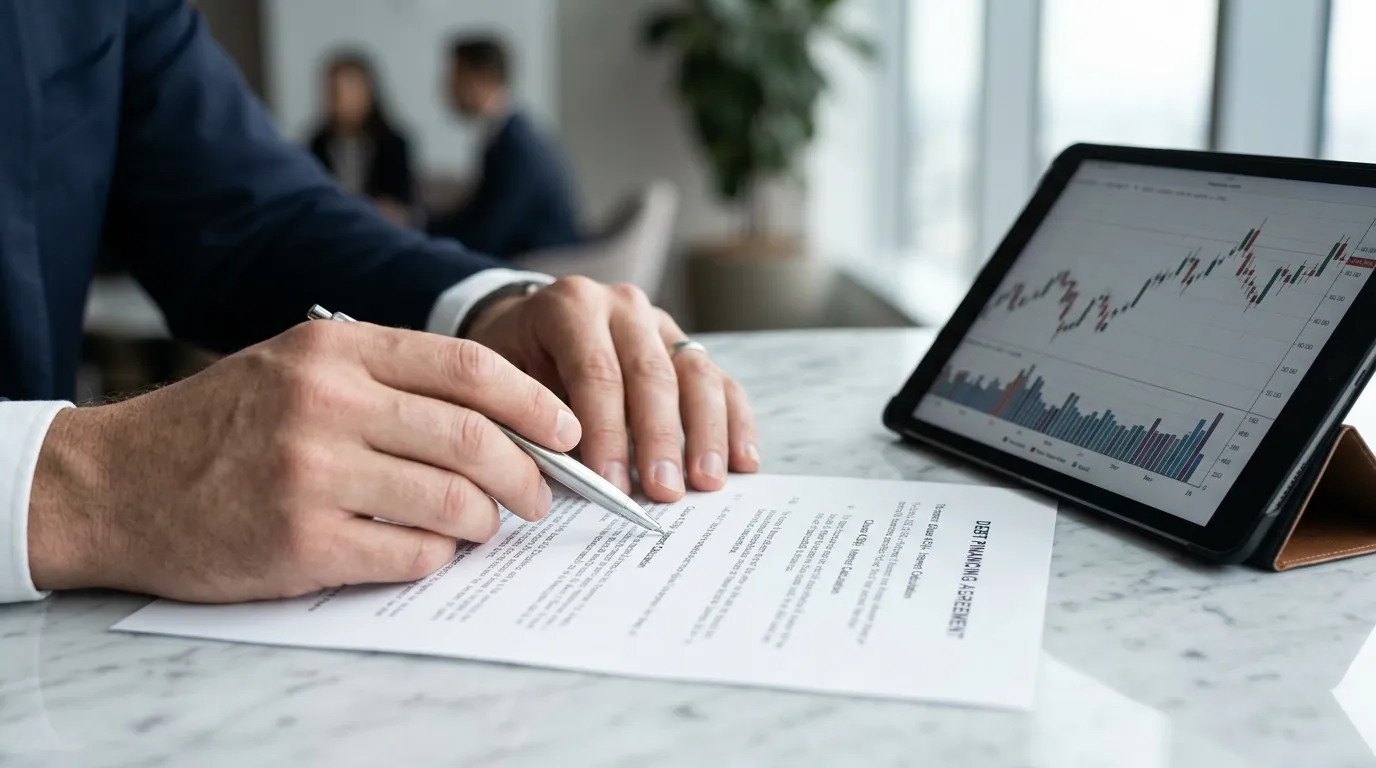 Caneta apontando para detalhes sobre o que analisar no contrato de emprestimo para evitar taxas extras.