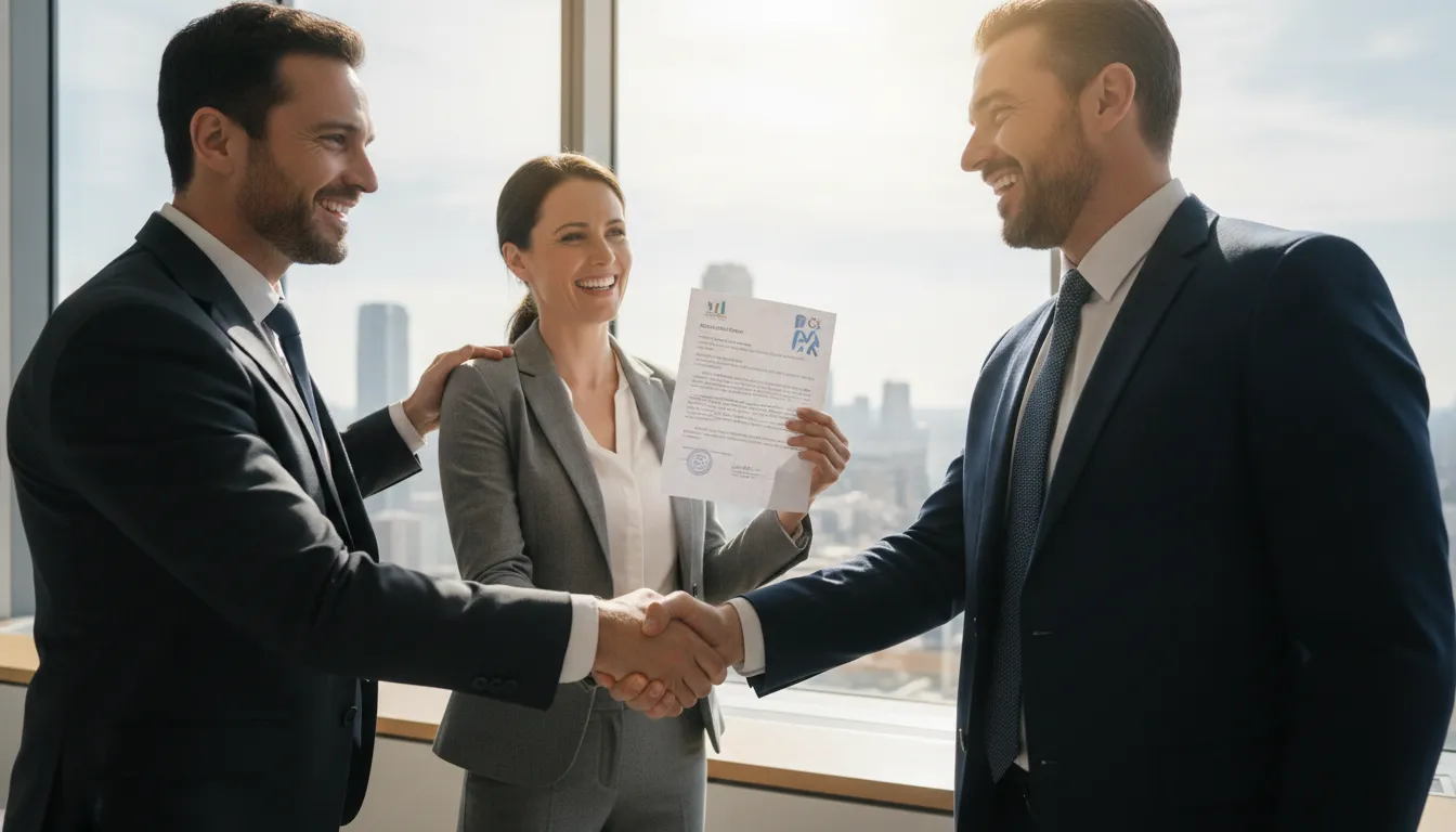 Empreendedores comemoram sucesso ao contestar multas IRS, solução com Prezzo Consulting.