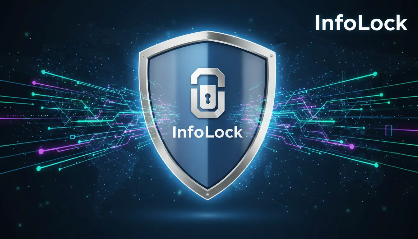 Ilustração digital de um escudo protegendo dados, simbolizando o papel do comitê de privacidade na segurança da informação da InfoLock.